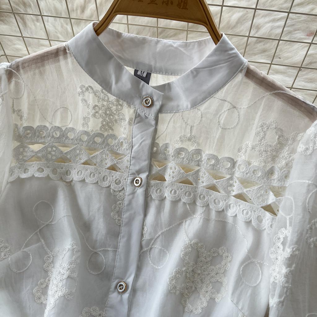 Весна Осень Женские Вышитые Цветочные Кружева Однобортные Платья Рубашки Для Вечеринок