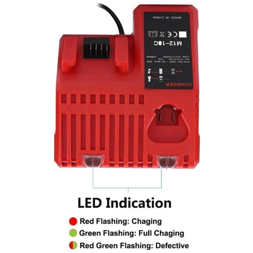 Professional M12-18C Li-ion Battery Charger for Milwaukee 12 V 14.4V 18V C1418C 48-11-1815/1828/1840 M18 M14 M12 Lithium Battery