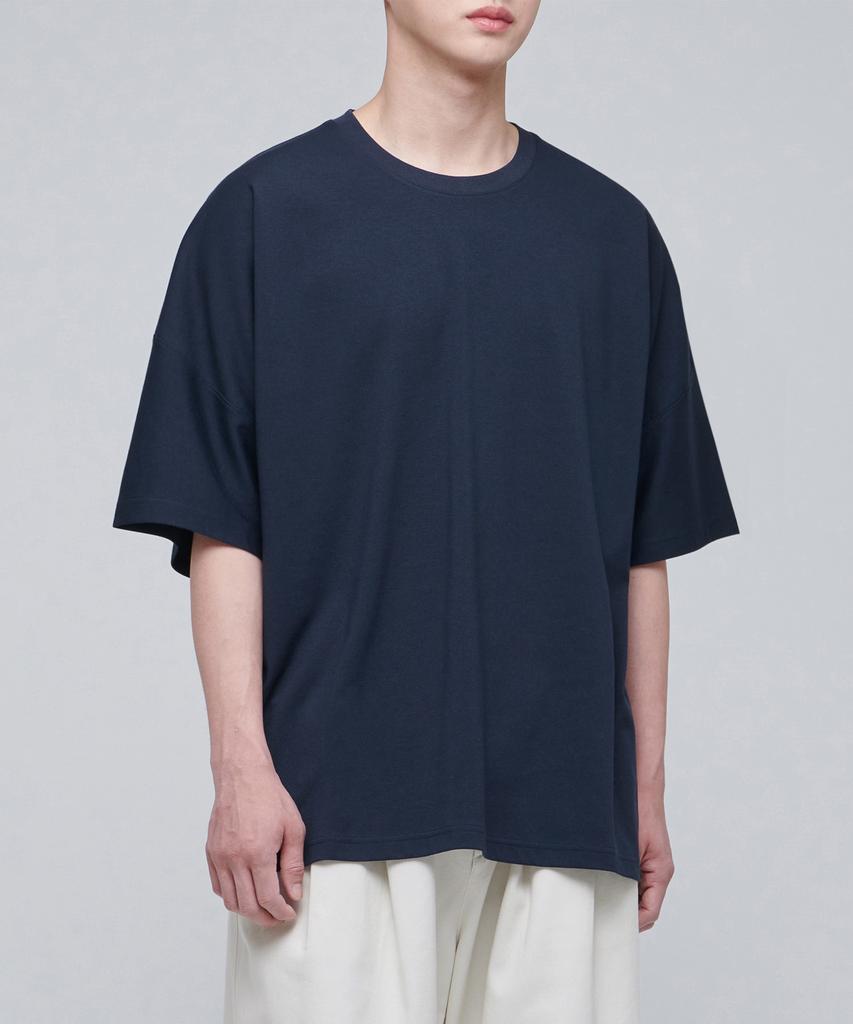 MUSINSA STANDARD Ponte Dolman Sleeve Oversized T-Shirt [Navy]