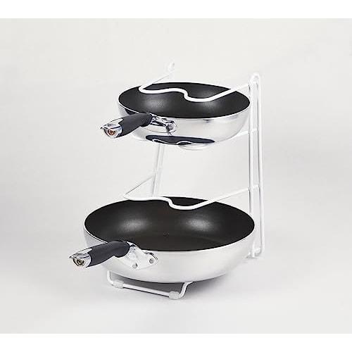 PEARL METAL Полка для хранения, Стойка для сковородок, 3 яруса, Кухонный помощник, Белый, HC-32