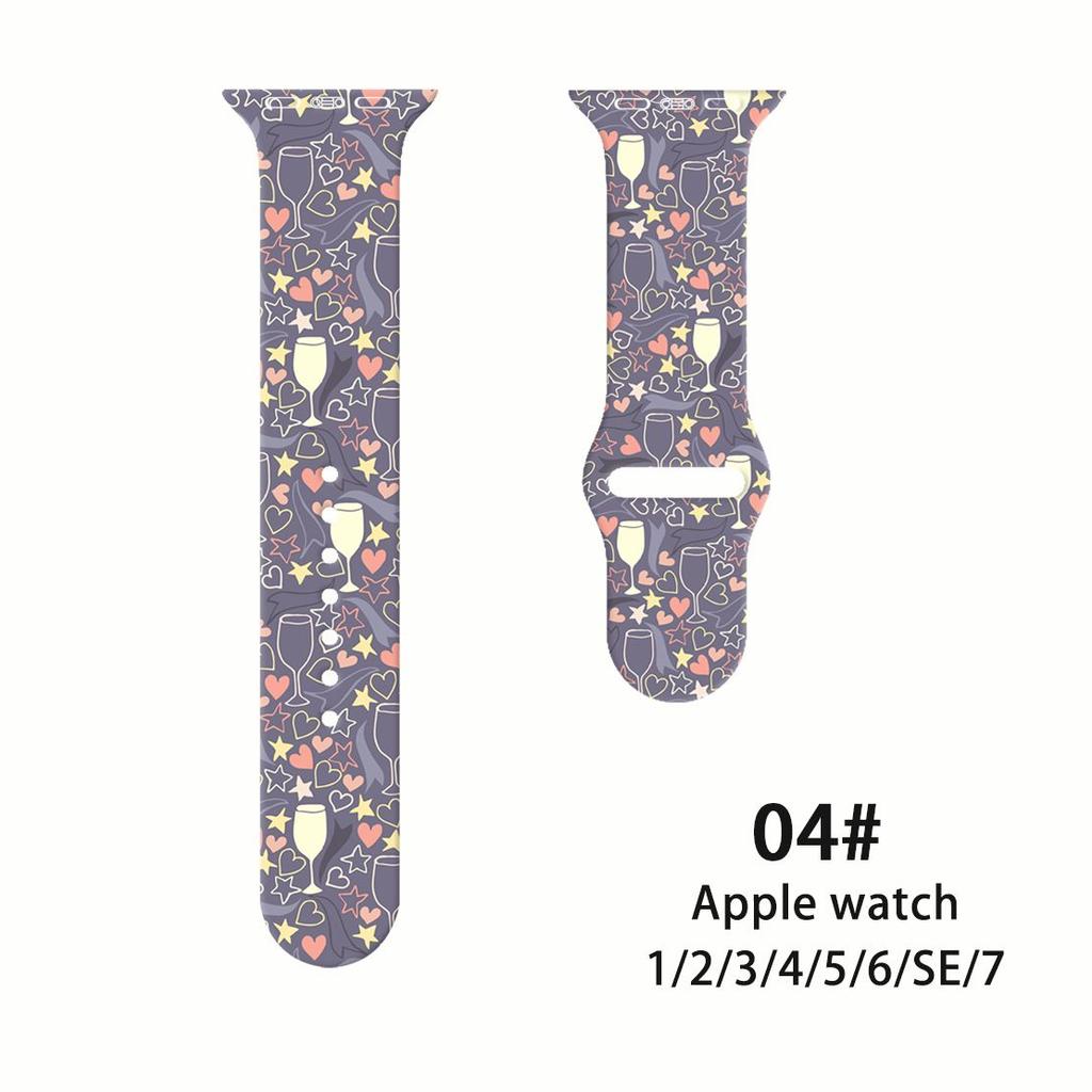 Ремешок Fresh Mori Printed Strap для Apple Watch S10 - мягкий силиконовый спортивный креативный сменный ремешок для iWatch 10/9/8/7/6/5/4/3/2/1/Se/Ultra/Ultra2 49 мм
