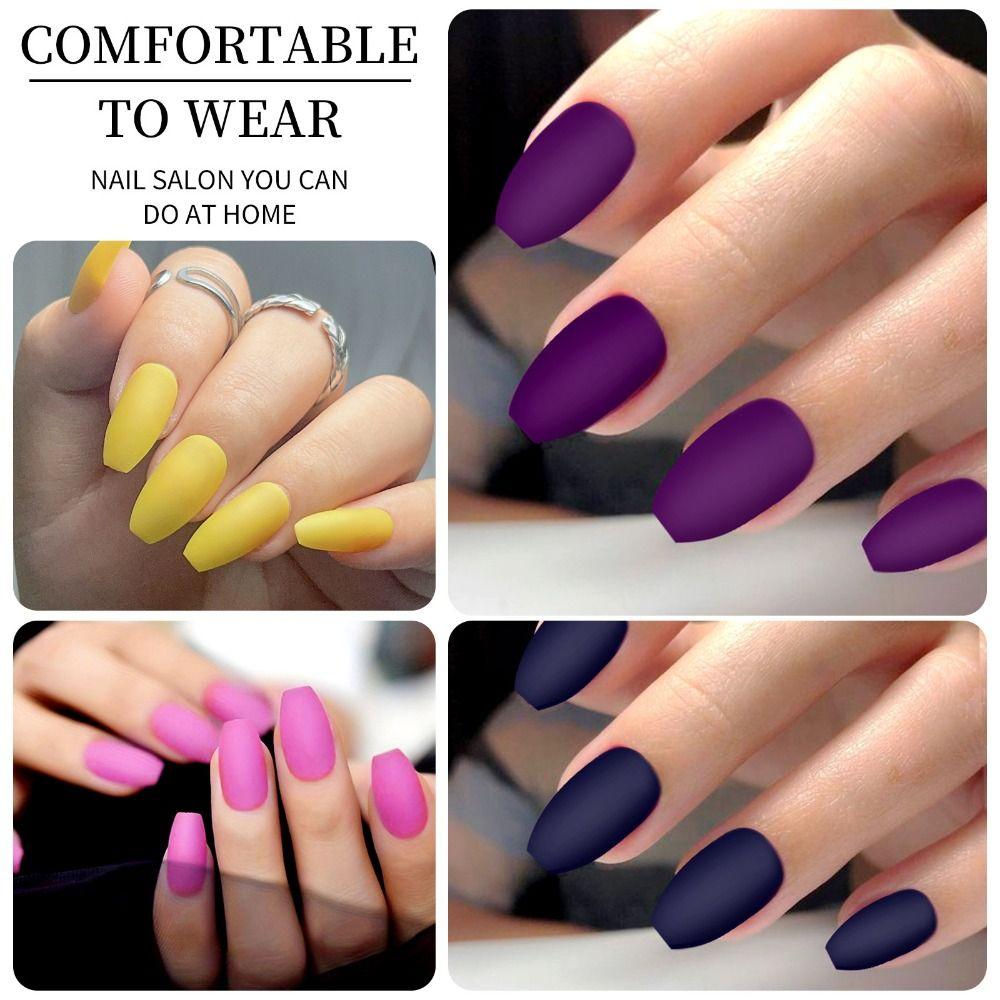 96pcs French Fake Nials Long Square and Ballerina Nail Tips Manicure False Nails DIY