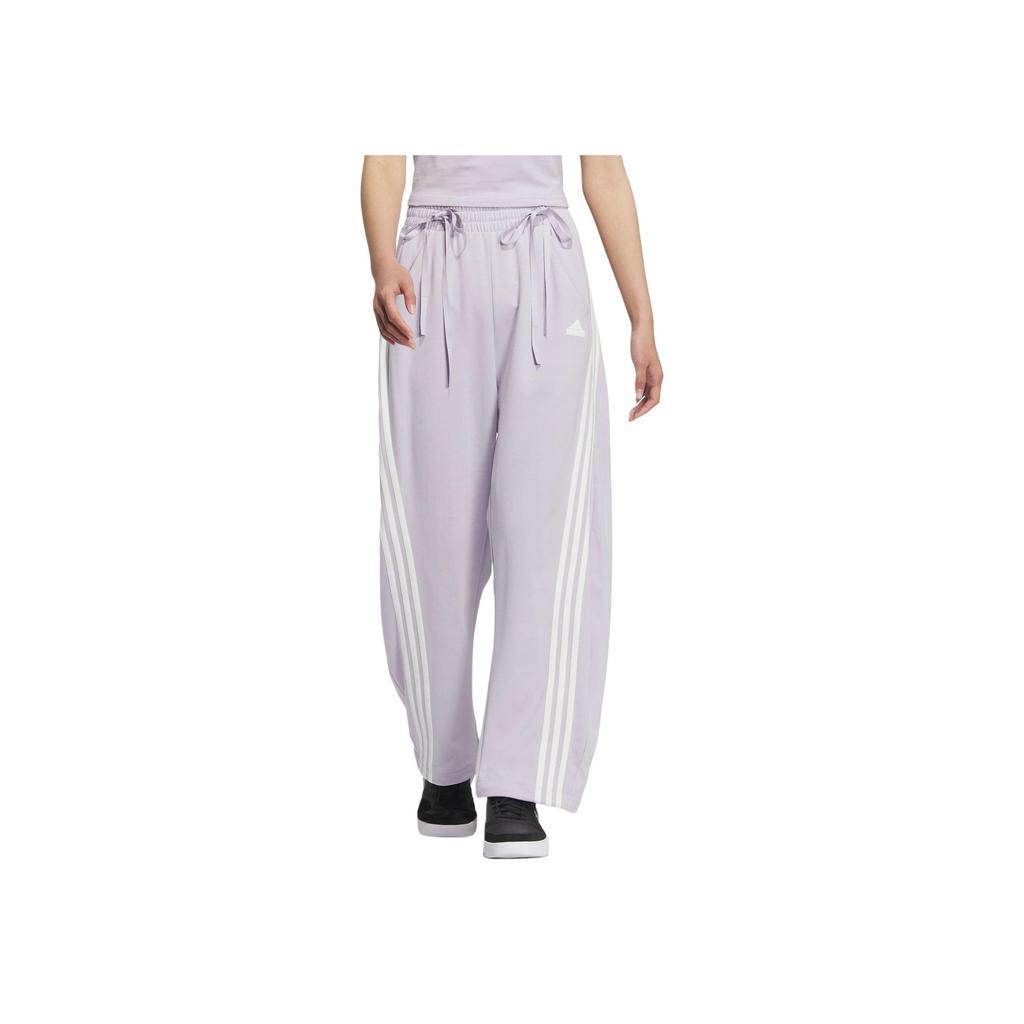 Adidas Танцевальные джоггеры интерлок с тремя полосками и свободным трикотажным женским низом, серебристо-фиолетовый JI9782