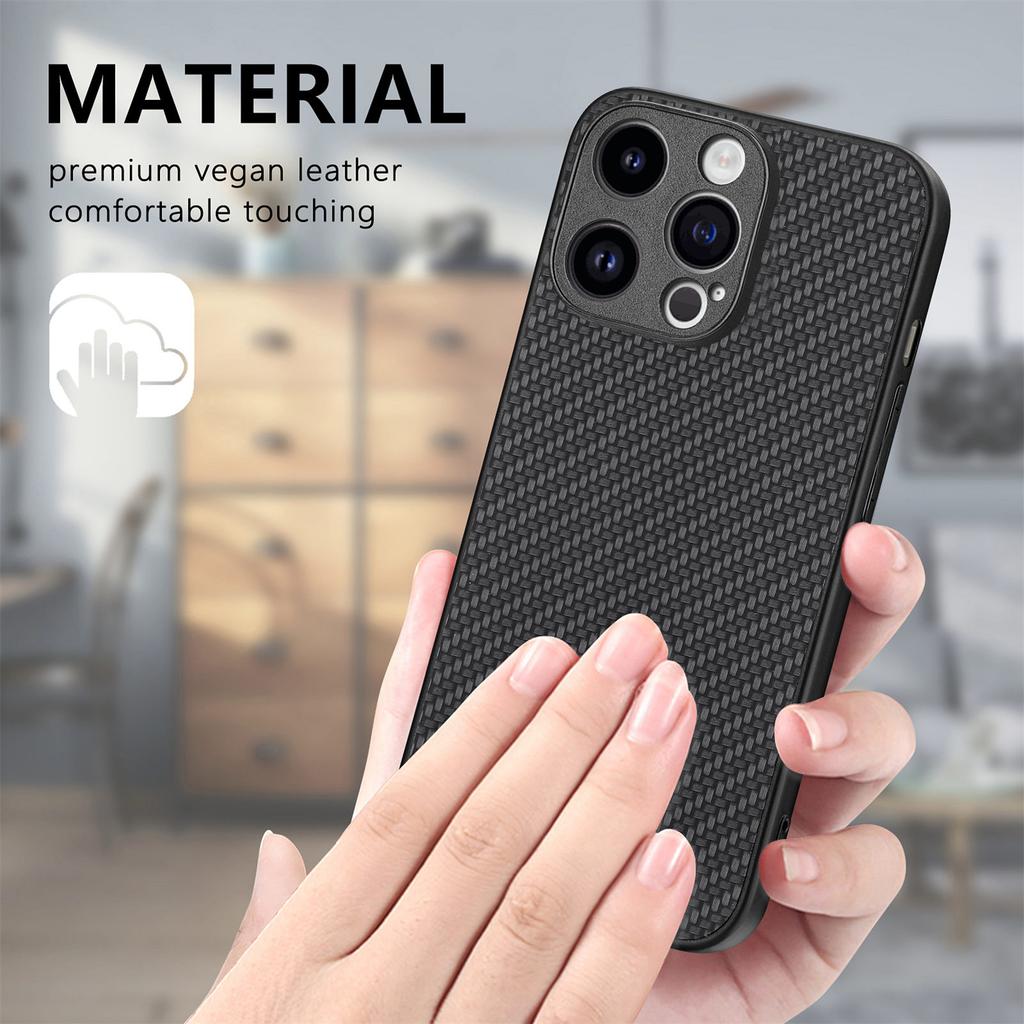Чехол для iPhone 15 Pro Max с текстурой углеродного волокна, PU+PC+TPU чехол для телефона