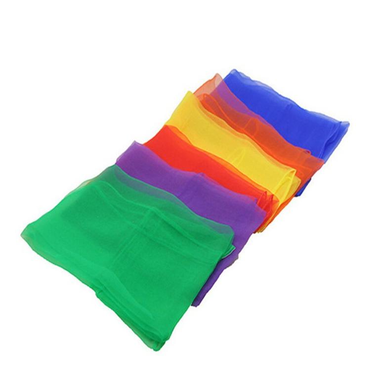 12pcs/set Women Candy Color Solid Color Dance Performance Silk Scarf Chiffon Square Scarf