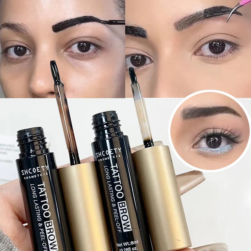 Waterproof Peel-off Eyebrow Gel Tint Semi Permanent Tearing Off Eyebrow Tattoo Enhancers Natural Lasting Dyeing Brow Cosmetics