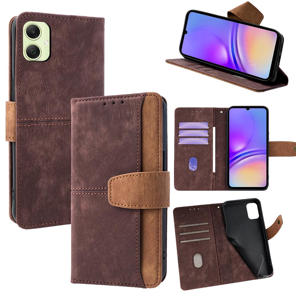For Samsung Galaxy A05 4G Case RFID Blocking Color Splicing PU Leather Wallet Phone Cover