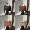 Color Solid Simple Lychee Texture Embossed Women Single Shoulder Square Bag