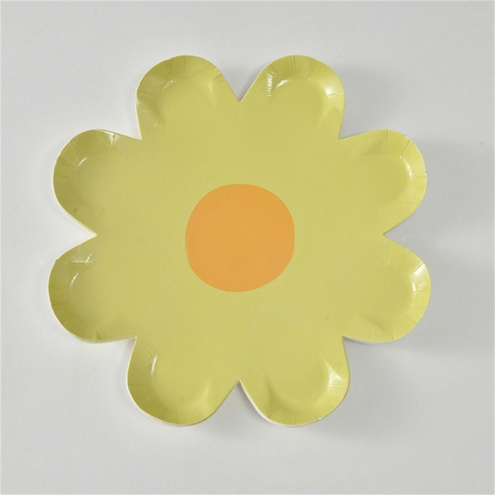 10pcs/set Picnic Cake Tray Daisy Tableware Paper Disposable Cake Plates Cute Flower Dinner Plates