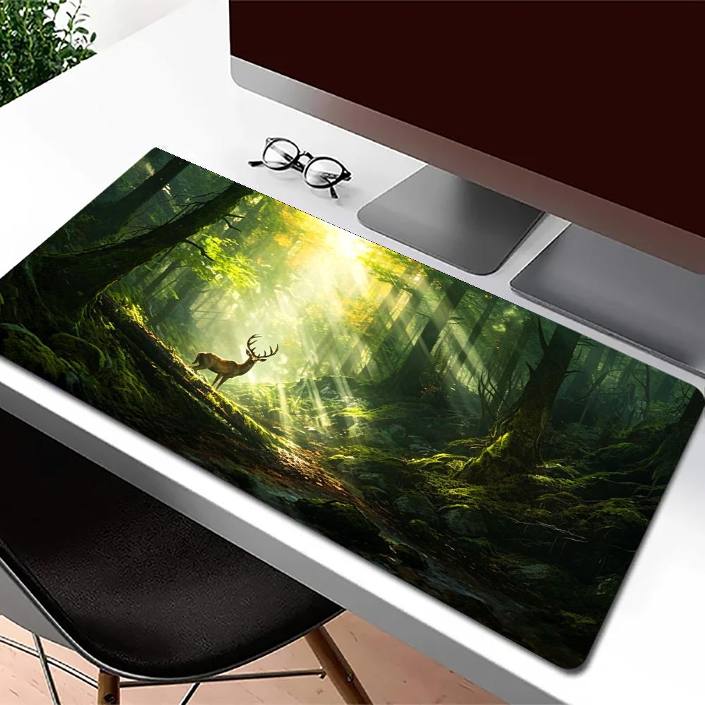 Forest Sunshine Bucks Mousepad Speed Office Desk Accessories Gaming Mats Carpet Mouse Mat Desk Pad Computer Desk Decorating Rug