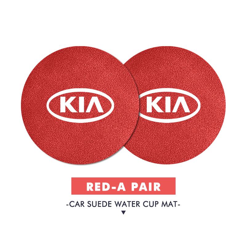 BBED7 Car Suede Coaster Anti-Slip Water Cup Pad Bottle Holder Mat Accessories For KIA Ceed Sportage Rio K2 Optima Cerato Proceed Venga