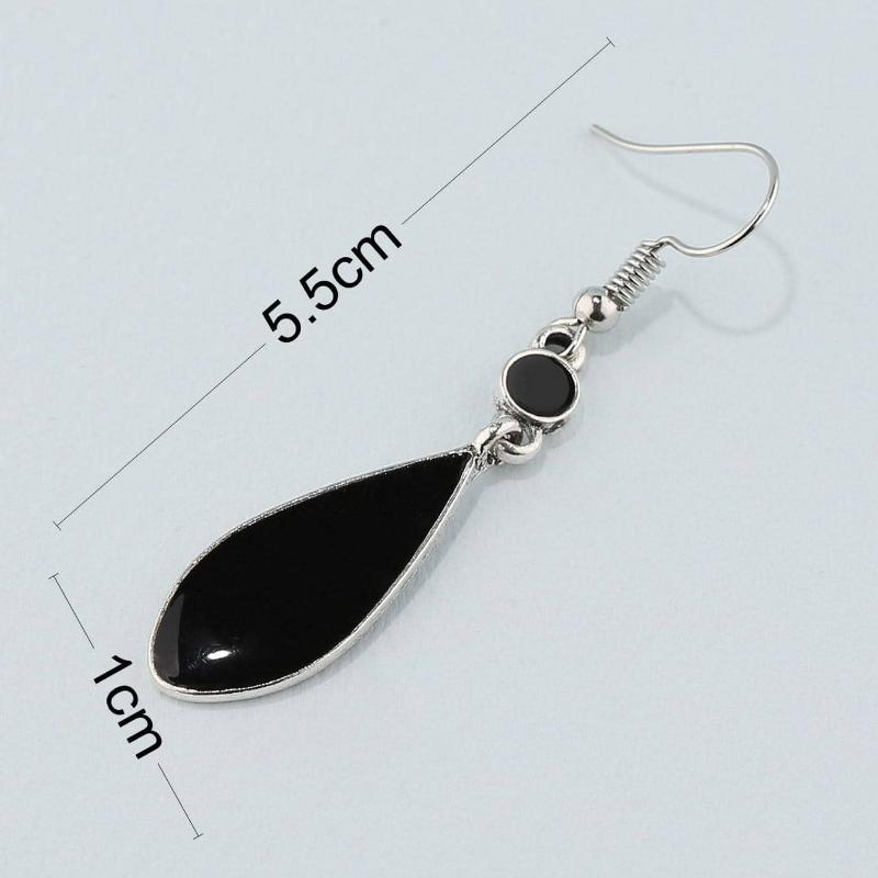1 Pair Fashionable & Versatile Black Teardrop Dangle Earrings, Suitable For Women's Daily Outfits And Party Accessories