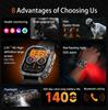 Rugged Outdoor Smart Watch 1400mAh 2.01" HD Screen Bluetooth Call GPS IP68 Waterproof Flashlight SOS Fitness Watch for Men