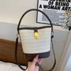 Vintage Fashion Woven Lock Handbag Women'S Versatile Shoulder Crossbody Bag Bucket Bag Women