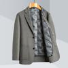 Autumn and Winter Casual Men's Suits Thick Woolen Jackets Down Lining Double-sided Woolen Short Suit Woolen Tops