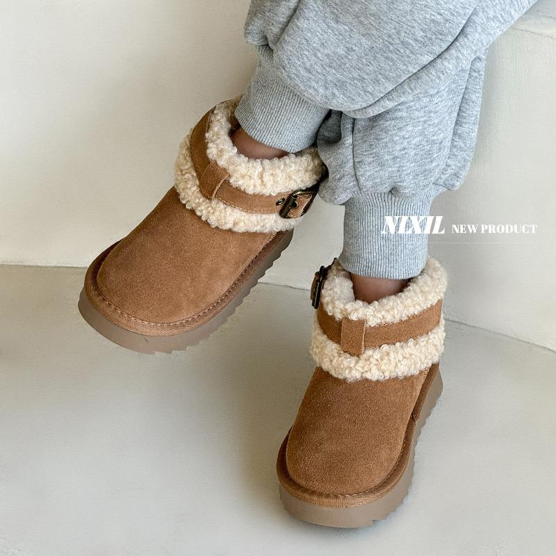 Winter New Girls Snow Boots Frosted Cotton Boots Fashion Goat Cake Wool Children's Warm Boots