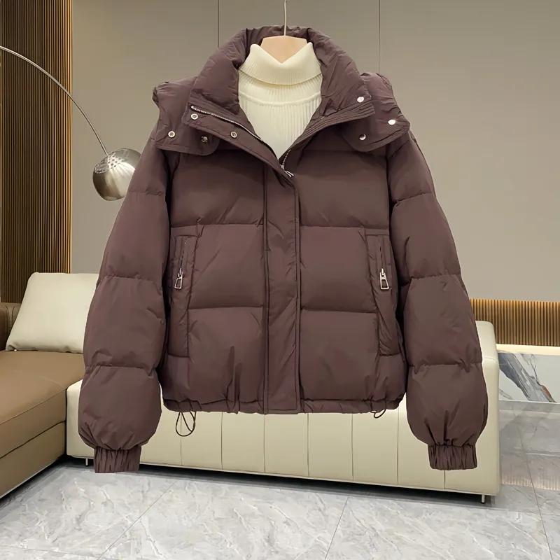 Autumn Winter Down Cotton Jacket Women's Korean Cotton-Padded Thicken Warm Hooded Parkas Short Coat Female Casual Ladies Top