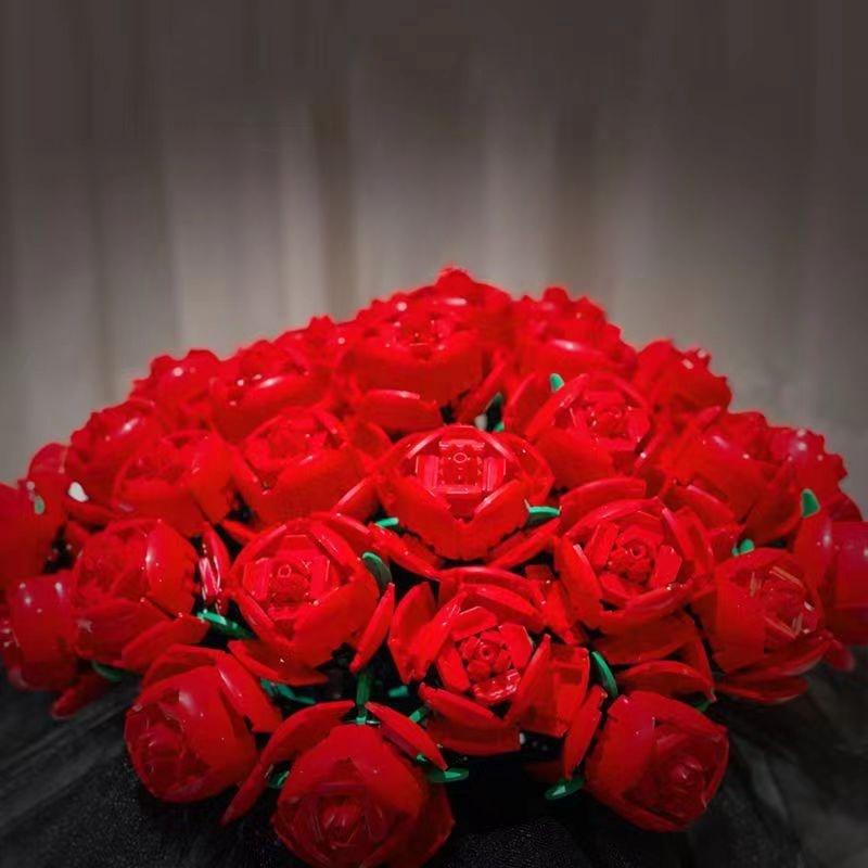 Креативный романтический цветок розы, домашний стол, украшение букета растений, строительные блоки, кирпичи, подарки на день рождения, День святого Валентина для девочек, влюбленных, леди