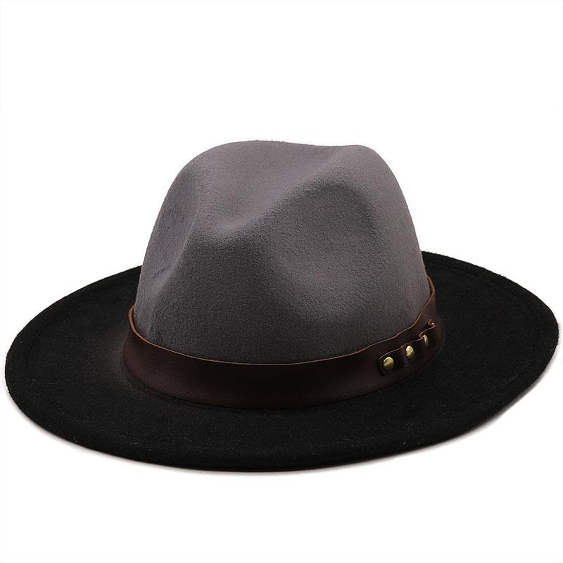 Wide Brim Gradient Color Polyester Fedora Hat For Men Women
