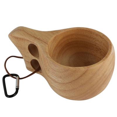 Кружка KUKSA из каучукового дерева с двумя отверстиями, кофейная кружка, чашка для воды, деревянная кружка на заказ