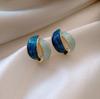 Винтажные серьги-гвоздики с масляной эмалью контрастного цвета в форме полукруга и геометрическим узором для женщин, стильные корейские серьги для вечеринок, классические ювелирные изделия
