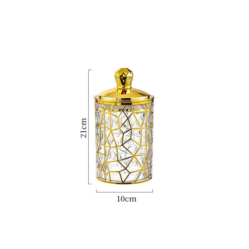 1PC Multifunctional Storage Tank Light Retro Pattern Transparent Sealed Jar Luxury Golden Lid Candy Coffee Bean Storing Jar