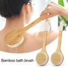 Щетка для ванны из бамбука с длинной ручкой и шнурком, нескользящая эргономичная ручка, щетка для сухого мытья тела, щетка для душа для спины