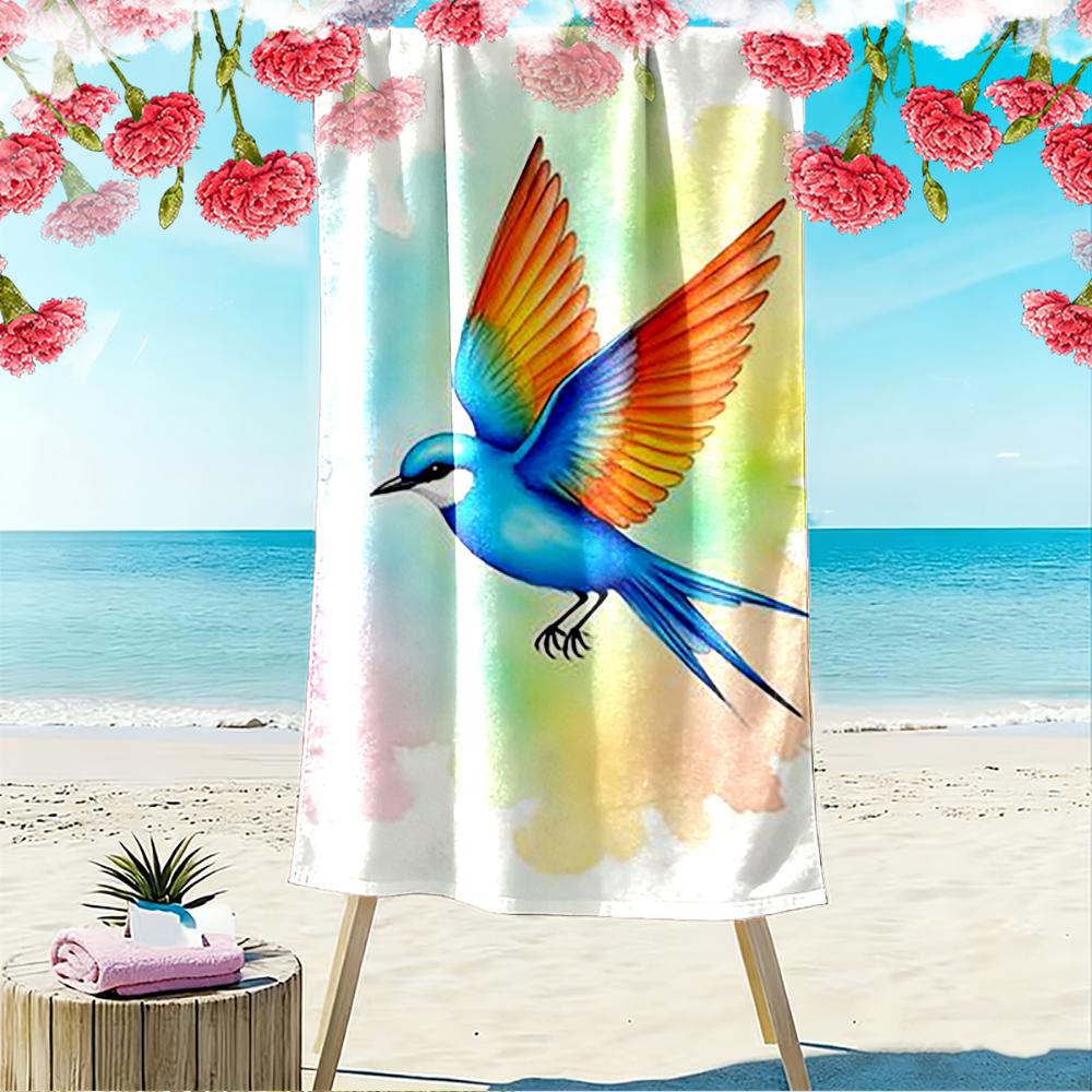 Colorful Bird with Gradient Background Beach towel quick-drying for travel outdoor sports jogging beach and swimming
