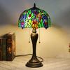 Longhuijing Style 12 Inch Dome Multicolored Mediterranean Table Lamps LED Stained Glass Lamp Flexible Antique Reading Decor AC