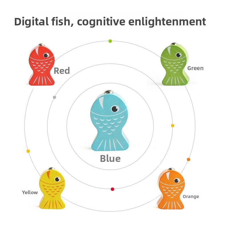 Развивающая деревянная игра «Рыбалка» для детей с магнитными рыбками, обучающий пазл для детей