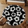 1 шт. Черно-белый цветочный узор Круглый коврик для стула Офисная ковровая дорожка - Нескользящий, Напольный коврик для офиса, спальни, Идеальный подарок для декора дома p0105048