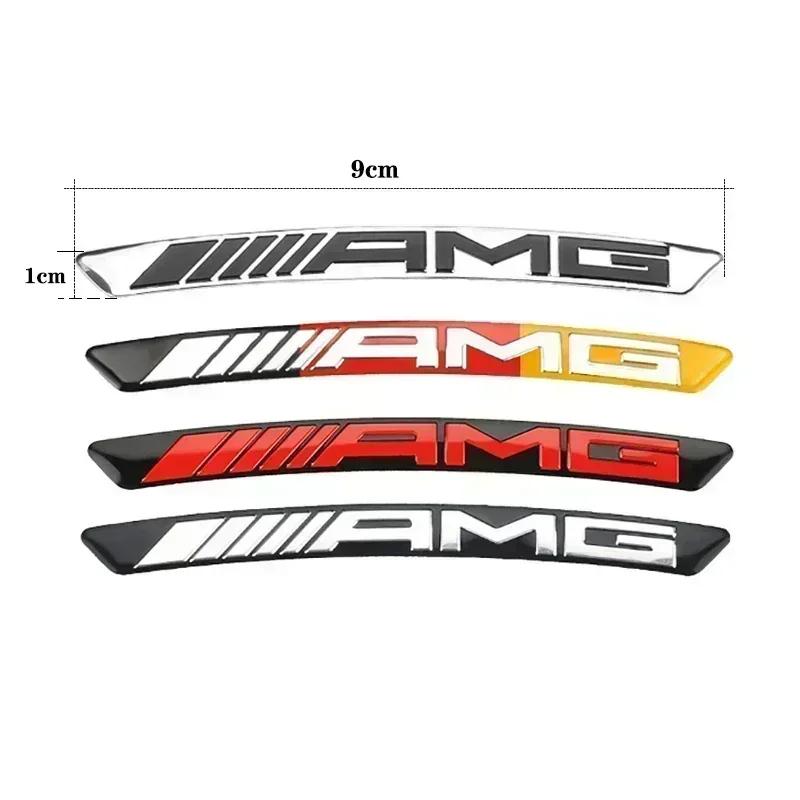 CQZ1 4pcs AMG Emblem Car Wheel Sticker Rims Cover Decal Accessories For Mercedes Benz Brabus Smart Maybach W204 GLC CLA W205 W203