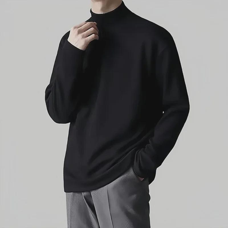 Men's Double-Sided Velvet Warm Long-Sleeve Half Turtleneck T-Shirt