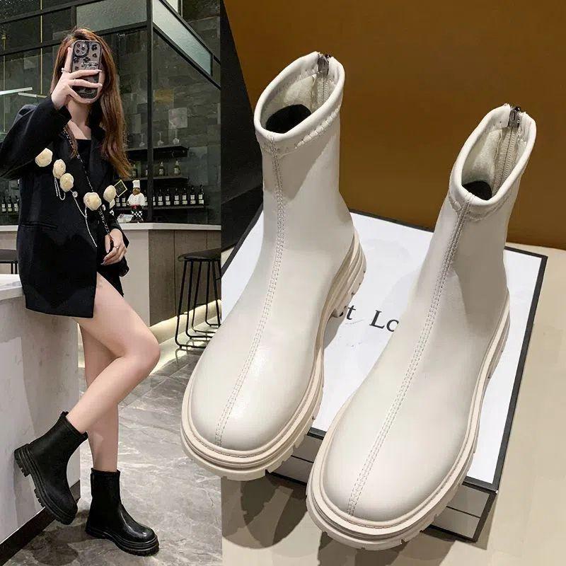High Boots Women's Autumn and Winter 2025 New Korean Version Versatile Boots Rear Zipper Thin Boots But Knee Mid Boots