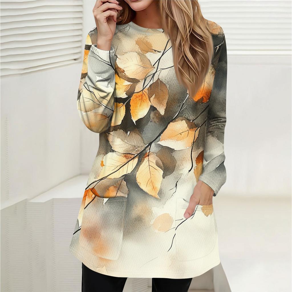 Women's Sweatshirt Pullover Active Sportswear Pocket Print Casual Round Neck Long Sleeve Top