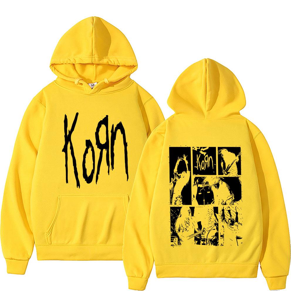 Альтернативная Nu Metal Рок-группа Korn Двусторонняя Худи с Графикой Мужская Готическая Винтажная Толстовка Свитшот Мужская Флис Хлопок Худи