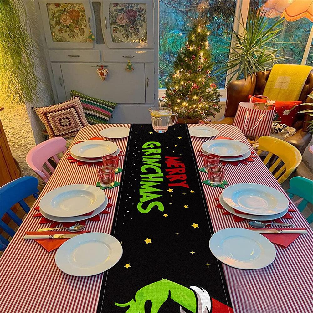 Гринч Рождественская дорожка для стола Merry Xmas Скатерть Рождественские украшения