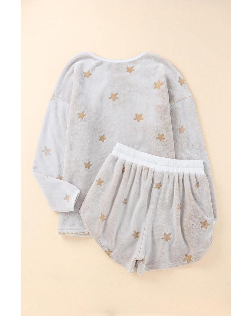 Azura Exchange Комплект для отдыха: длинный рукав свитера и шорты со звездным узором