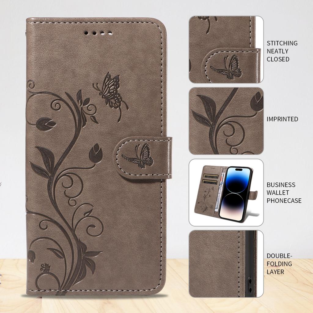 Кожаный чехол-книжка с рисунком Цветок Бабочка для Samsung Galaxy S25 S24 S23 S22 S21 S20 Ultra S24 S25 Plus FE S25 Edge
