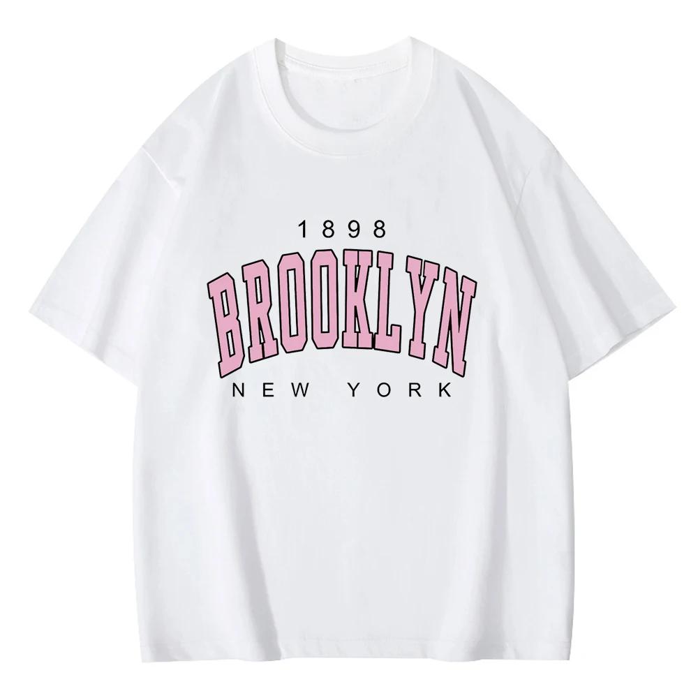 Футболка Brooklyn 1898 New York, летняя хлопковая футболка с буквенным принтом для мужчин и женщин, повседневная футболка Harajuku с коротким рукавом в стиле хип-хоп, уличная одежда