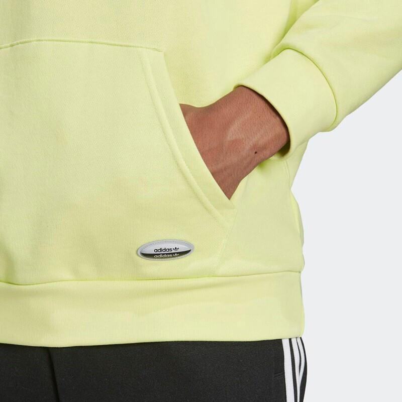 Adidas Originals Trefoil Logo Embroidered Print Hoodie Men Tops Yellow HC9451