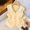 French Temperament V-Neck Single Breasted Sleeveless Slim Knitted Vest For Women