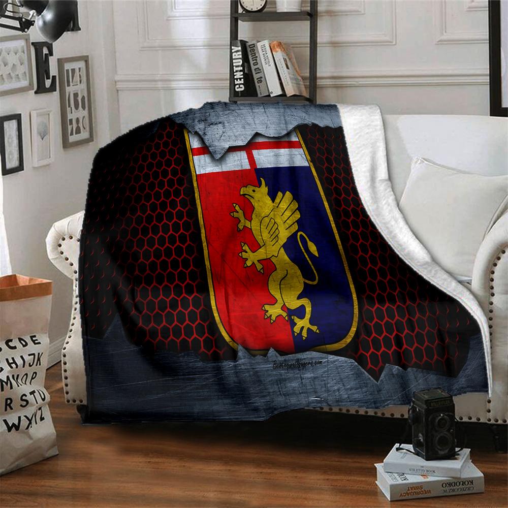 Lion Shield Genoa Flannel Blanket, Soft Polyester, Modern Design, All-Season for Camping, Travel, Gifts for holidays or birthdays
