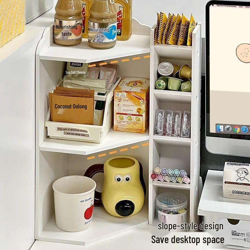 Student Dormitory Corner Desk with Bookshelf and Storage