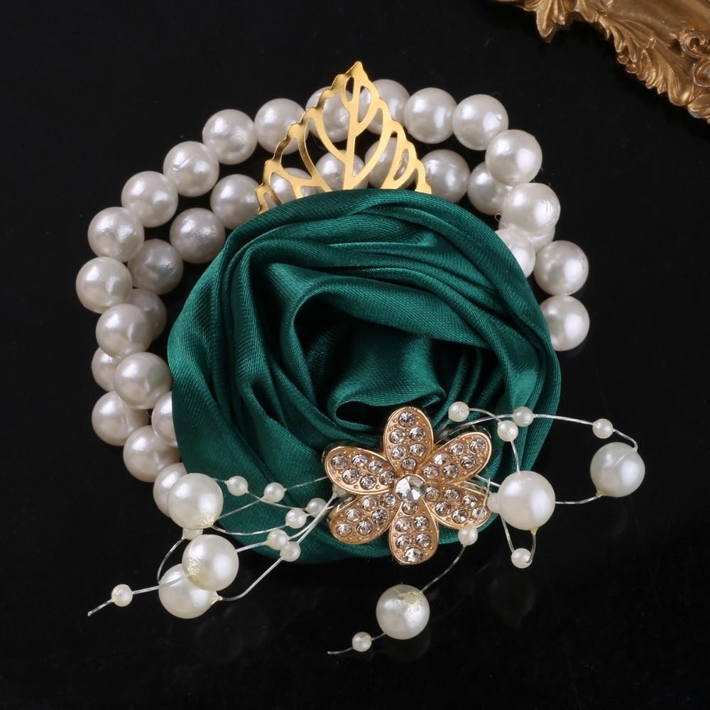 Artificial Rose Bridesmaid Wrist Flowers Ribbon Wedding Flower Bracelet Wedding Party