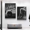 Модные роскошные автомобильные сексуальные женские современные черно-белые декоративные картины, холст, настенные художественные фотографии, фотографии, домашний декор для гостиной