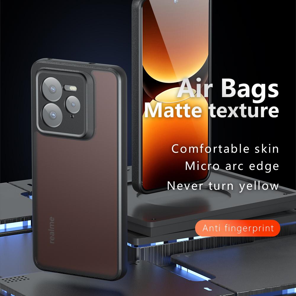 Для Realme GT 7 Pro 5G Чехол-Скин-Тач ТПУ + ПК Матовый Задняя крышка телефона, Прозрачный черный