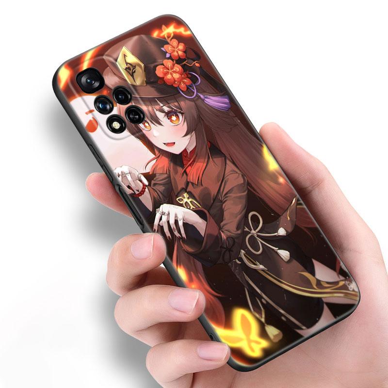 Hu Tao Genshin Impact черный силиконовый чехол для телефона Xiaomi POCO X3 X4 NFC F5 M3 M4 M6 X5 X6 Pro F3 F4 GT 5G C55 C65 M5