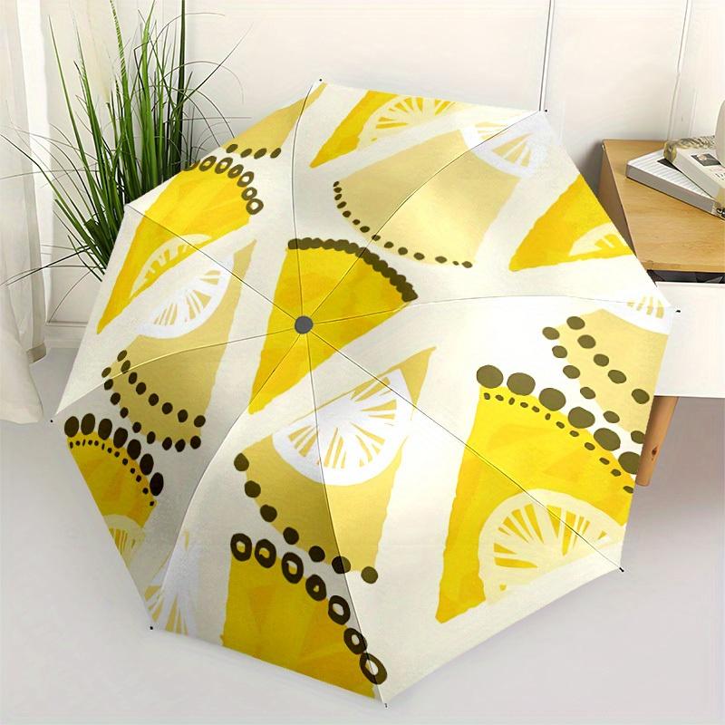 1pc Lemon Slice Pattern Automatic Open, Sturdy Iron Frame, Compact Folding Design, All-Season Portable Umbrella for Women & Men, Outdoor Umb