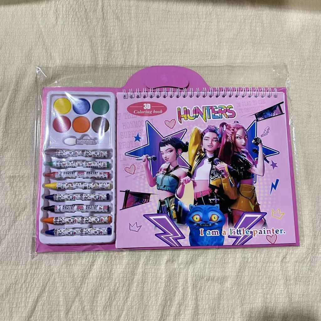 2/6pcs children's coloring book "Demon Hunter" - Kpop themed safety painting graffiti book stationery supplies
